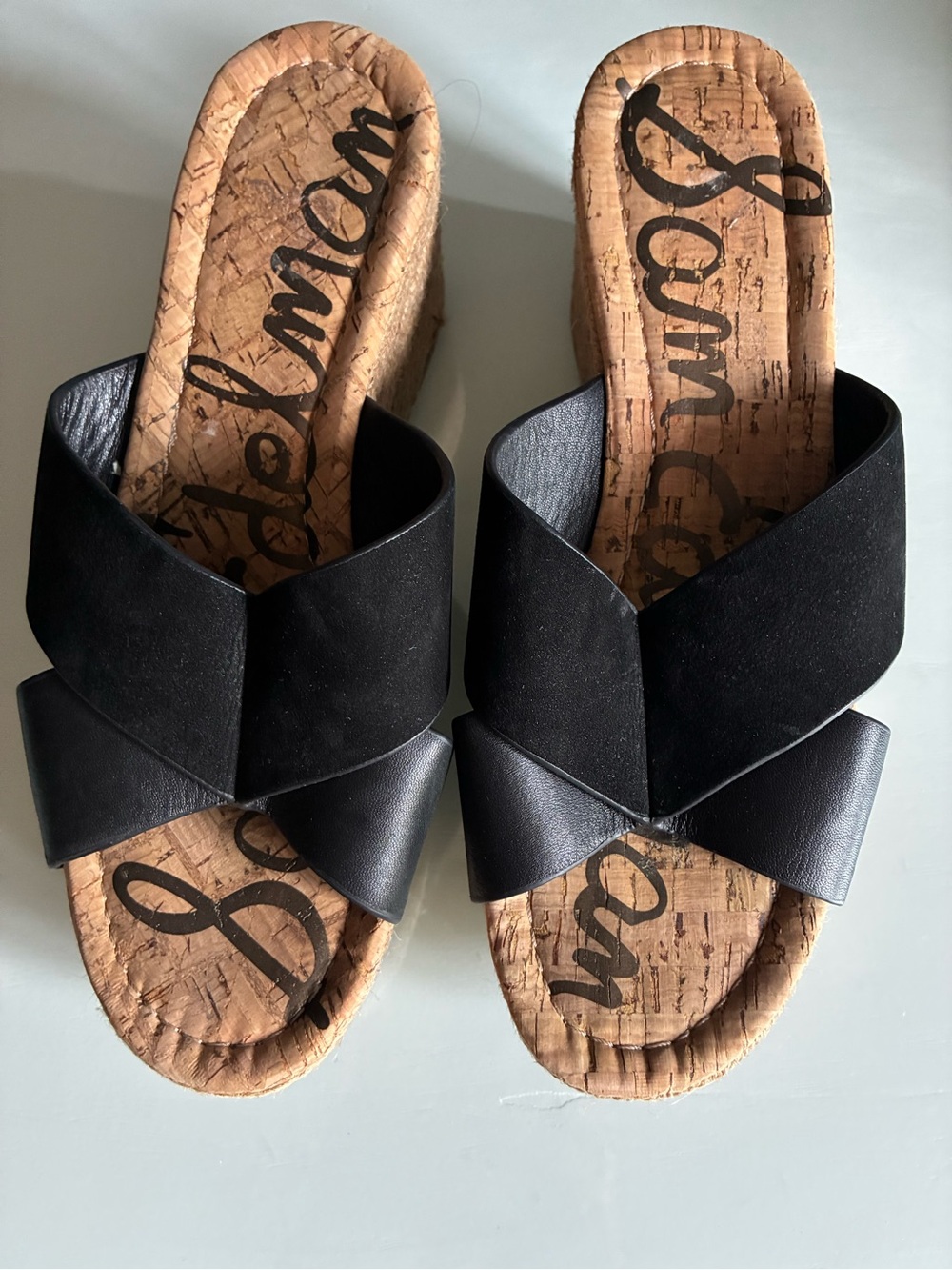 Sam Edelman Black Leather & Suede Wedge Espadrille Slide - Women's  Sandal
